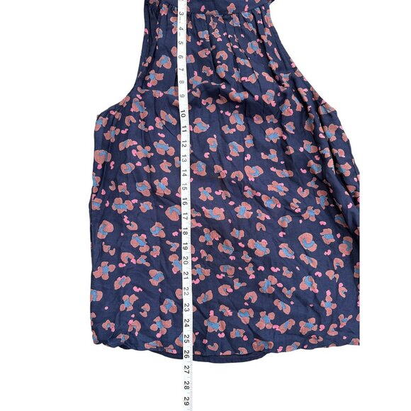 Oliphant Womens Sleeveless Floral Halter Top With Bow Tie Neck Navy Blue Size M - Picture 5 of 8